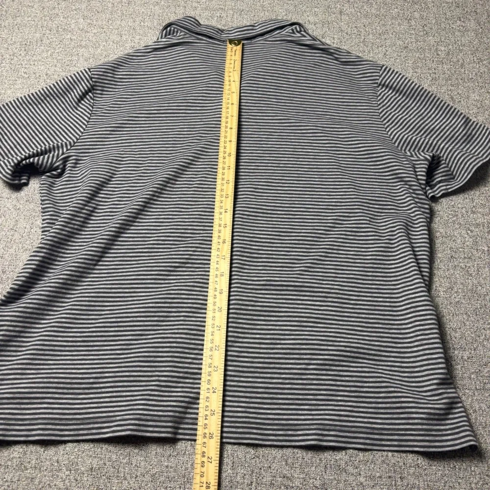 Polo Ralph Lauren Polo Shirt Mens Large Classic Fit Grey Striped Short Sleeve